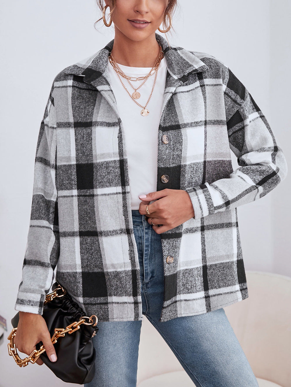 Checked Women's Wool Coat | Elegant Commuter Jacket