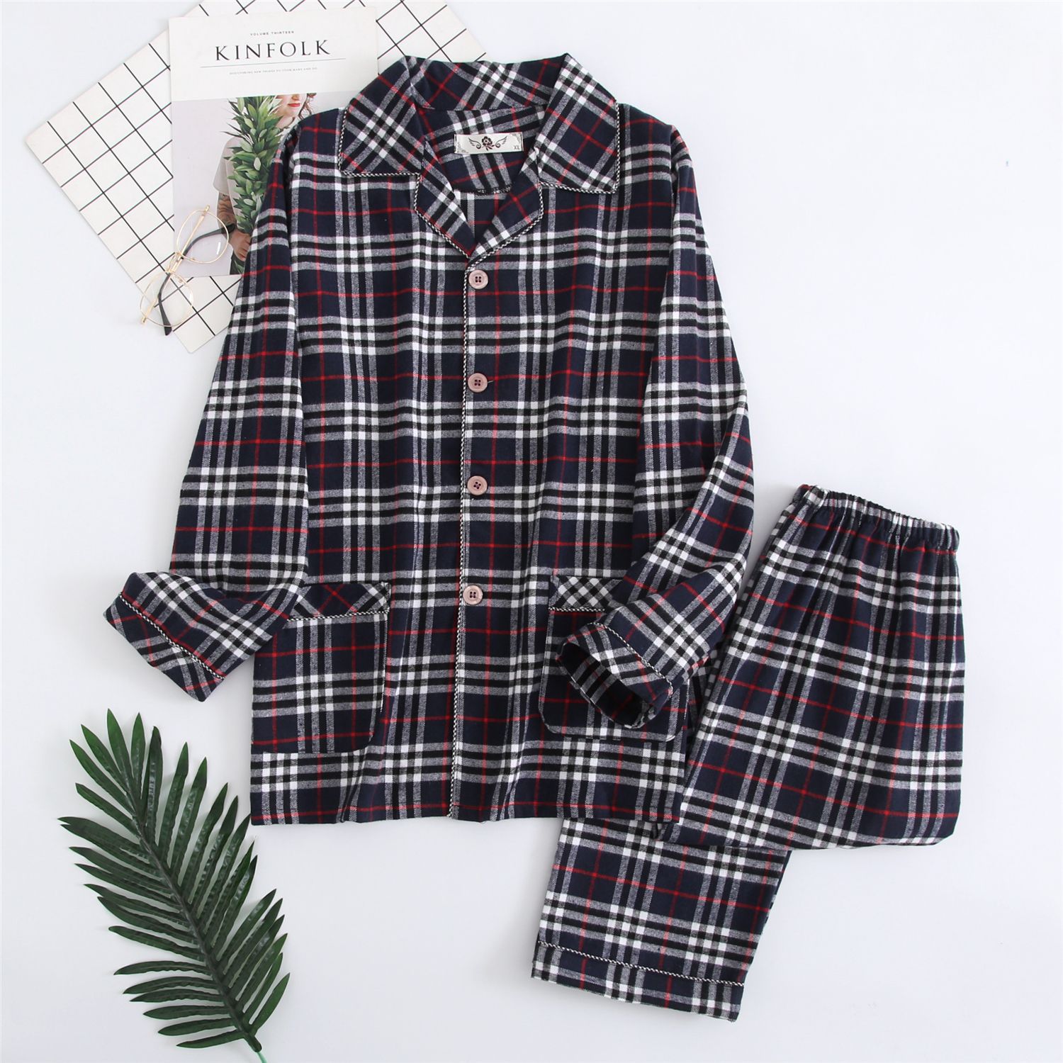 Herren Flanell Pyjama Warm | Winter Nachtwäsche Set