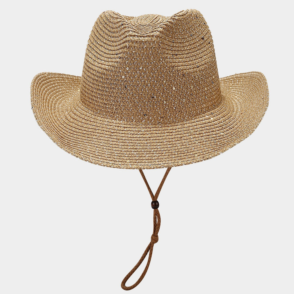 Women's Panama Straw Hat with Sequins – Windproof & Sun Protection