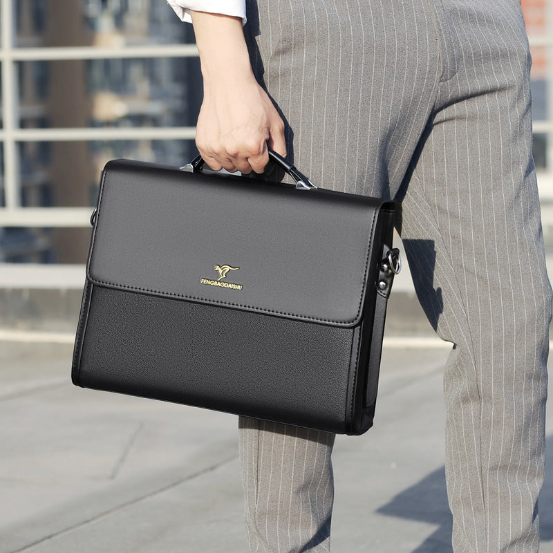 Men's Leather Briefcase Landscape – Portable Business Bag