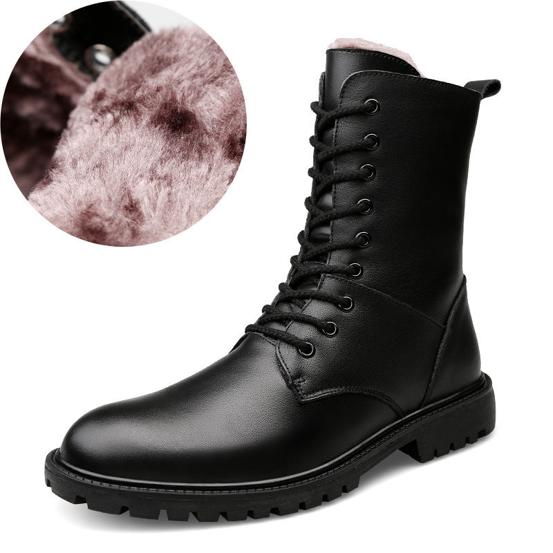 Men's Winter Leather Boots with Fleece Lining – British Style Ankle Boots