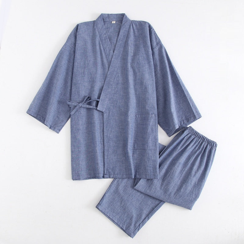 Kimono Pajama Set Cotton | Striped Women Men Loungewear