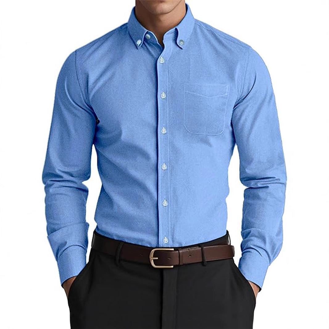 Herren Oxford Freizeithemd – Lockeres Casual Hemd in Unifarbe