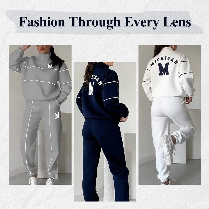Women's 2-Piece Jogging Suit – Oversize Sweatshirt & Pants with Pockets