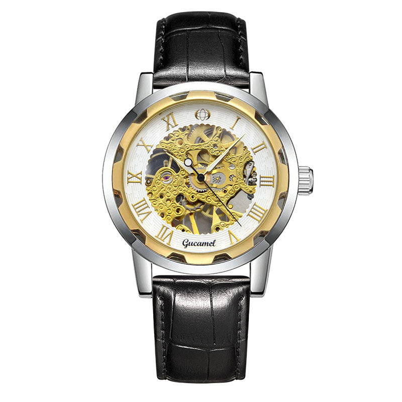 Men's Manual Winding Watch Gold Skeleton | Stainless Steel Luxury Design
