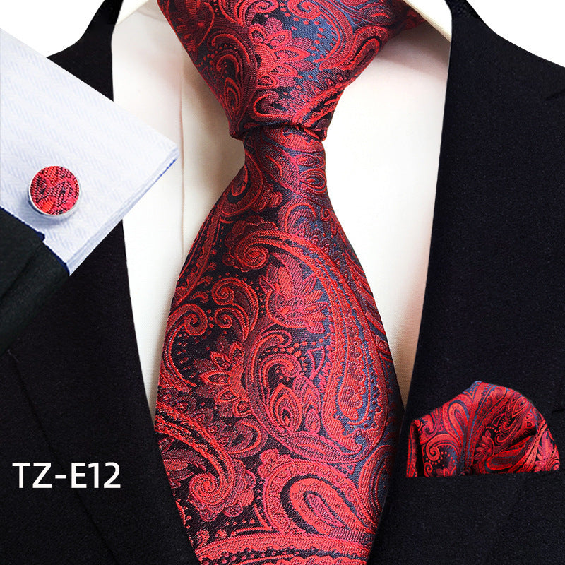 Paisley Tie Set for Men, Elegant 3-Piece, Business Wedding