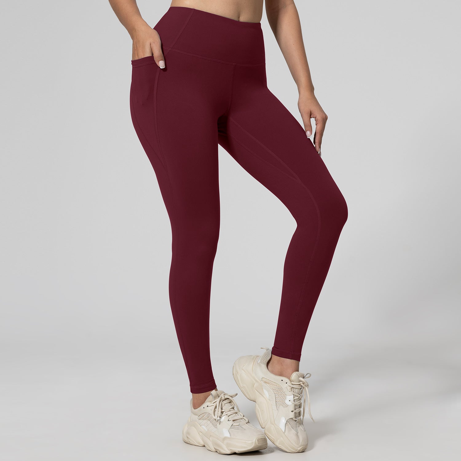 Women's High Waist Running Leggings with Pockets – Push-Up Sports Trousers