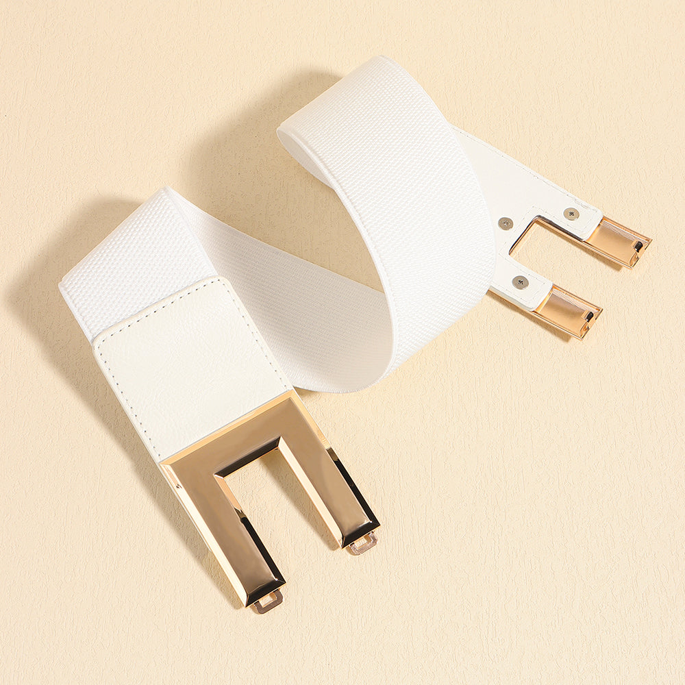 Women's Stretch Wide Belt | Elastic Metal Buckle Elegant