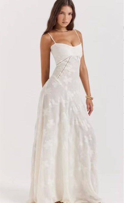 Elegant Lace Maxi Dress - Strapless Summer Evening Dress with Feminine Charm