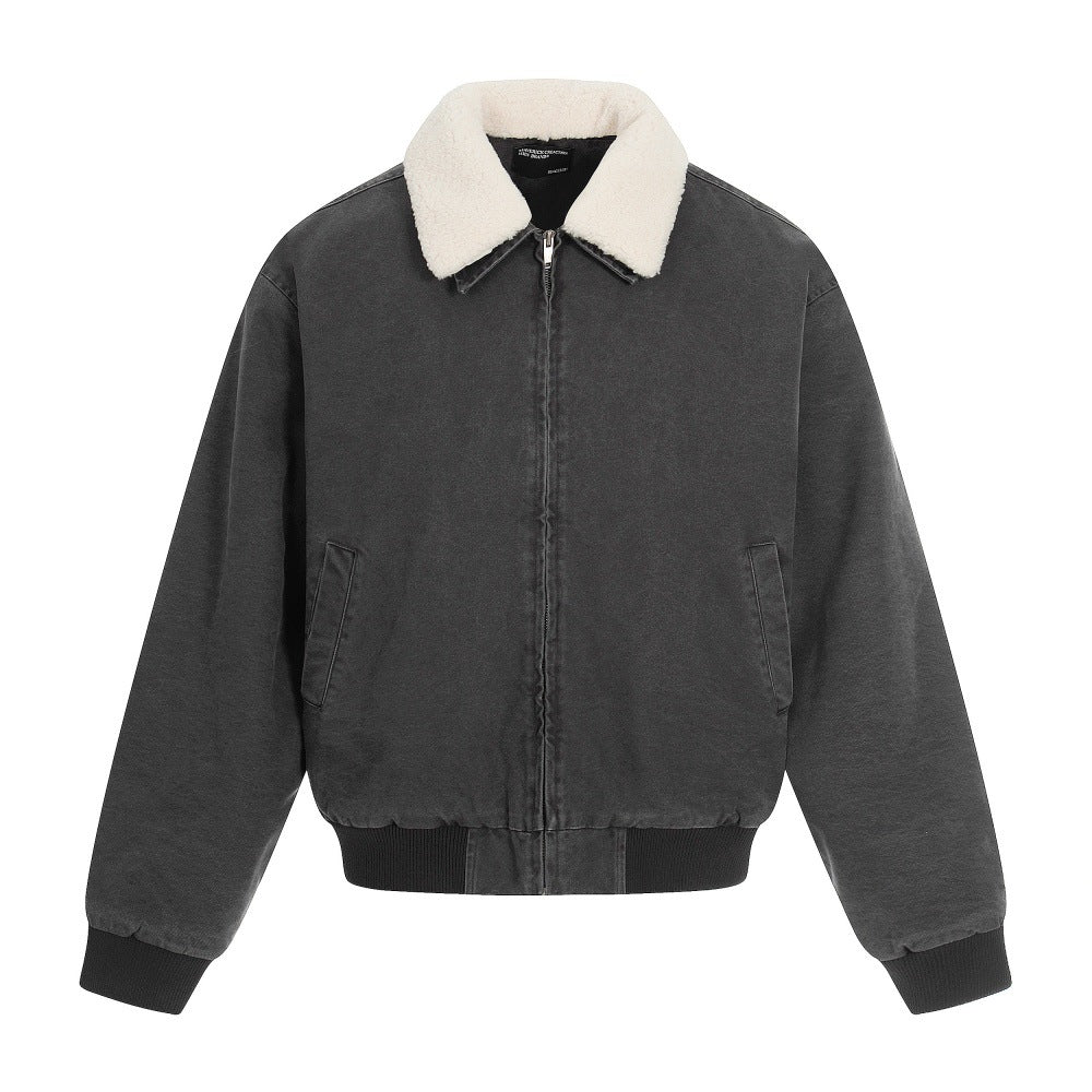 Men's Winter Jacket Fleece Lined – Contrast Design with Fur Collar