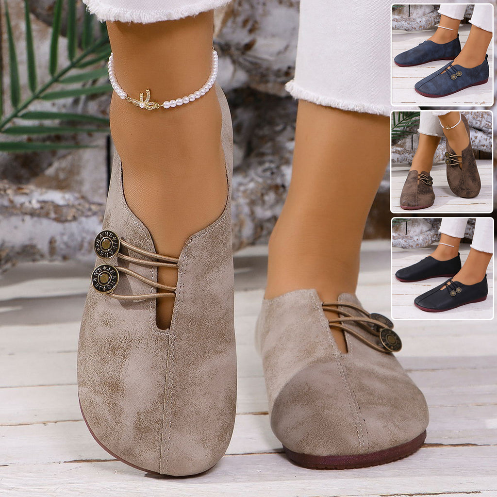 Damen Sandalen eckig bequem | Slip-On Sommer Flats elegant