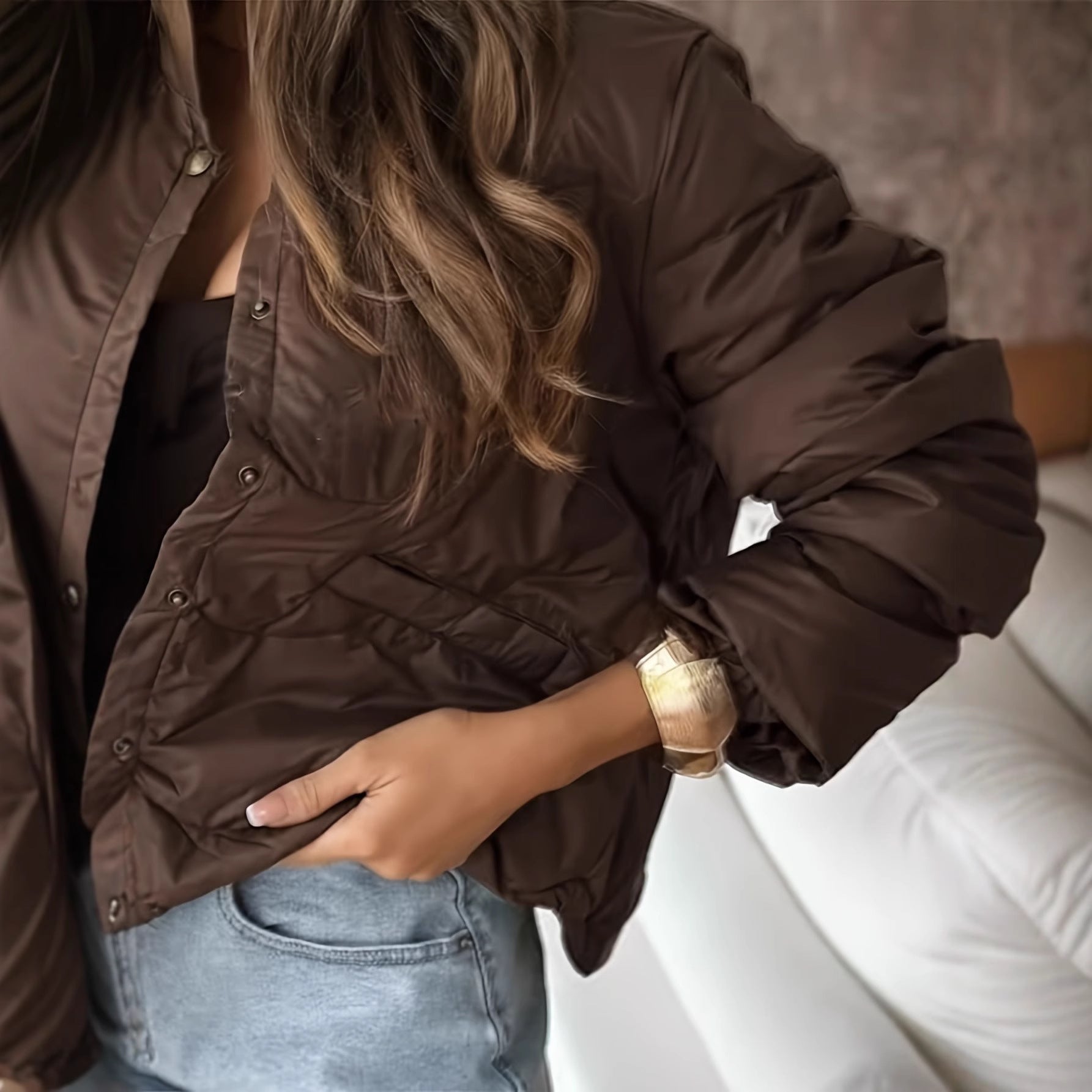 Women's Short Coat | Elegant Fashion Coat with Buttons