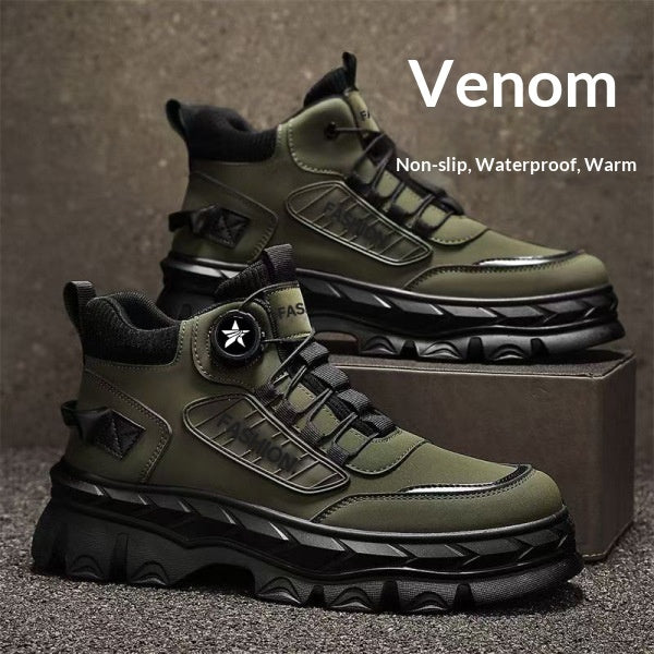 Men's Platform Work Boots - Non-slip Outdoor Shoes with Height Increase