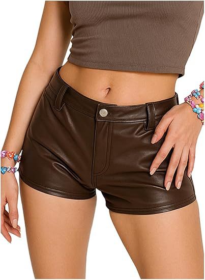 Faux Leather Micro Shorts Women's Sexy Bodycon Party Look Trend