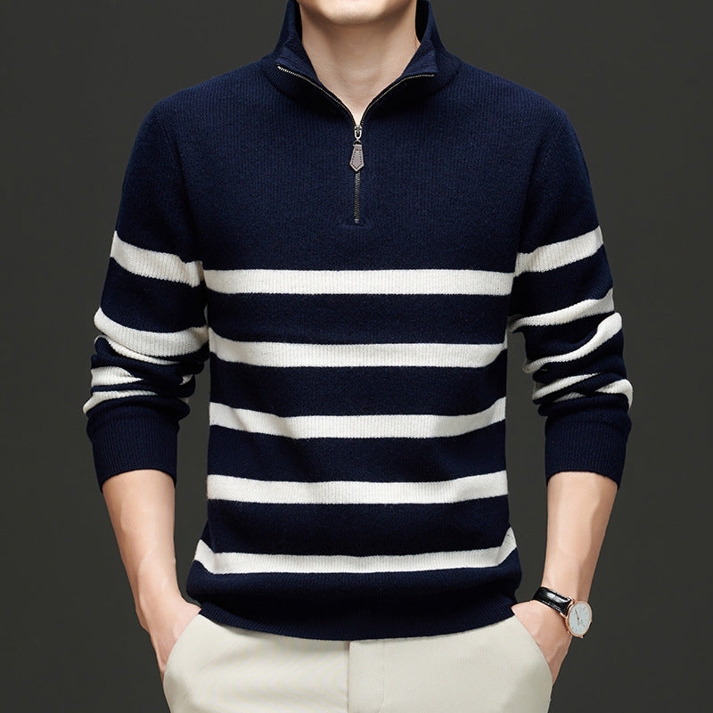 Men's Korean Style Pullover – Striped Trend Knit Sweater