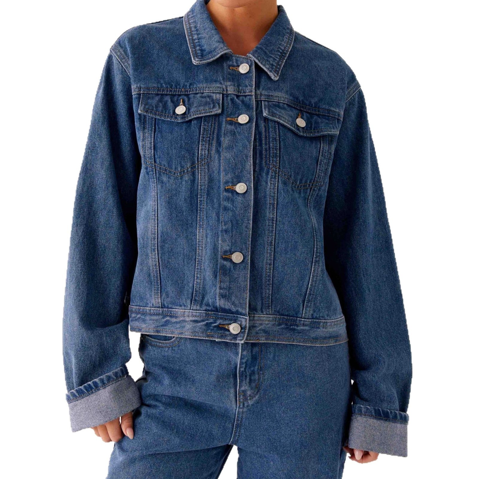 Women's Denim Jacket | Casual Denim Jacket with Turn-Down Collar