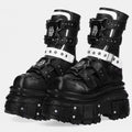 Women's Punk Platform Boots with Studs - Biker Motorcycle Boots
