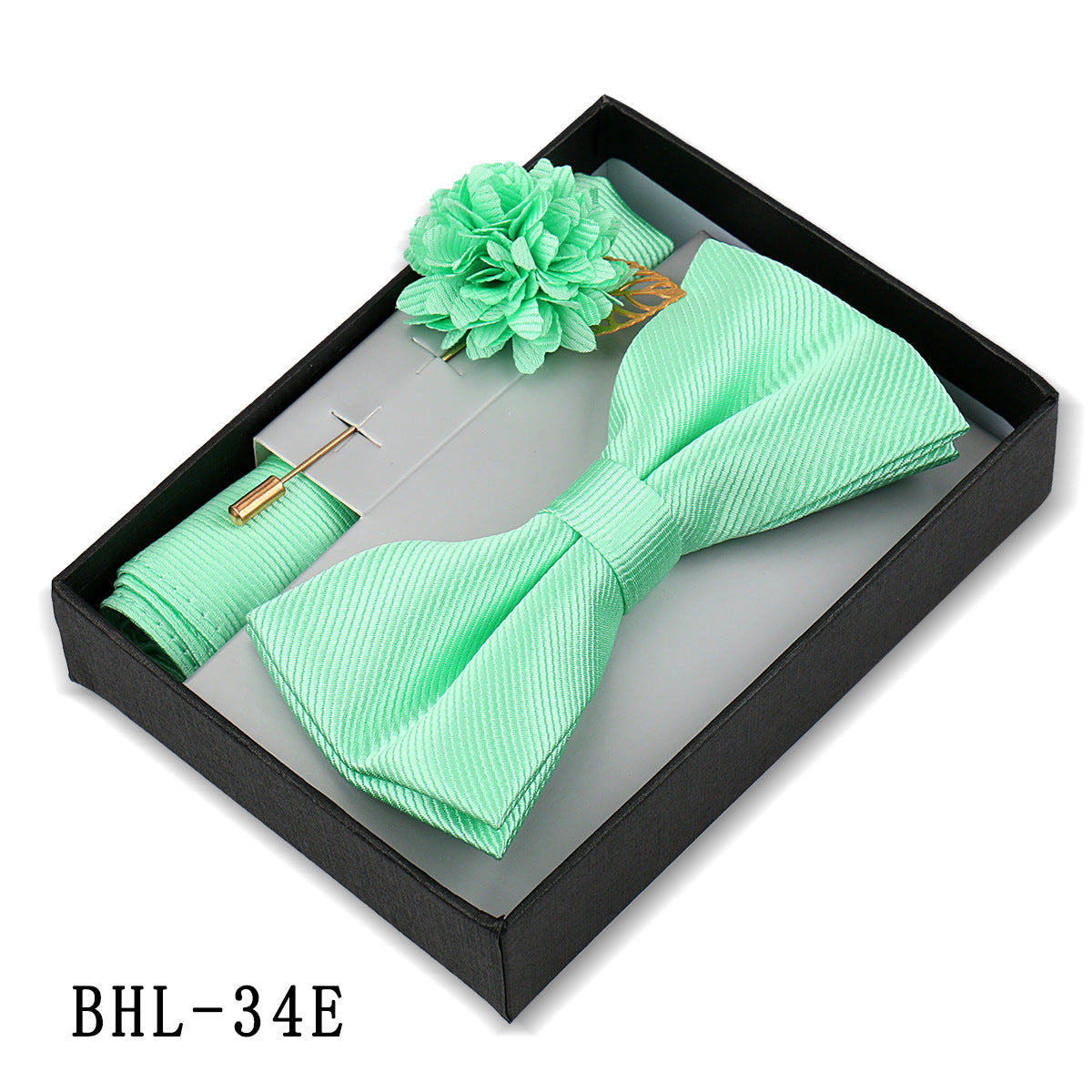 Men's Bow Tie Set Elegant Pocket Square Brooch Gift