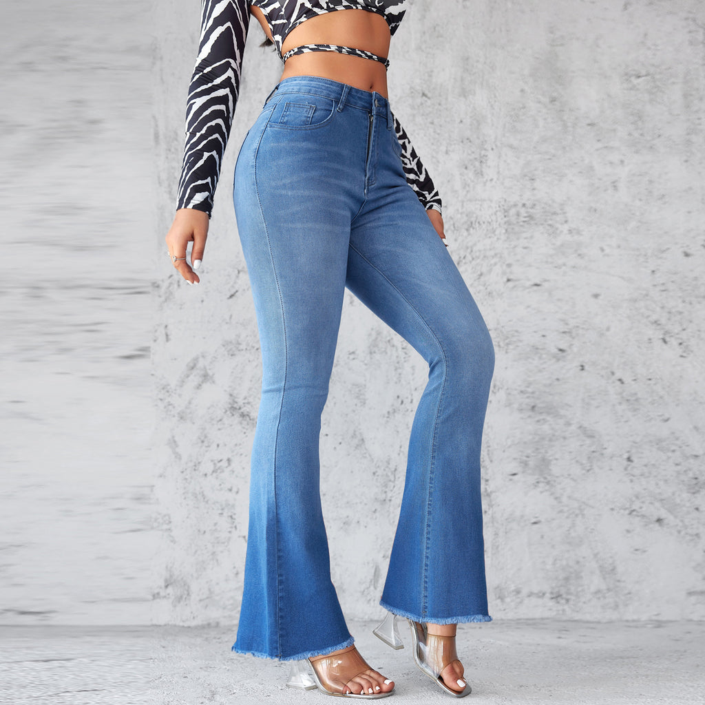 Women's High Waist Flare Jeans – Elegant Flared Denim Pants