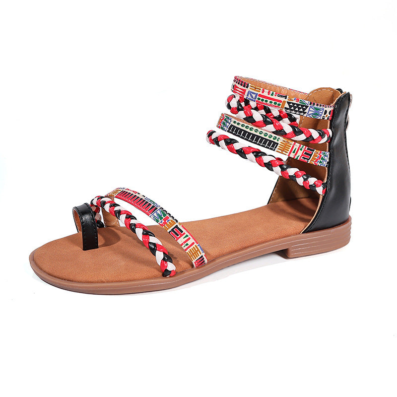 Women's Boho Sandals Ethnic Flat Colorful Summer Beach Shoes | Style