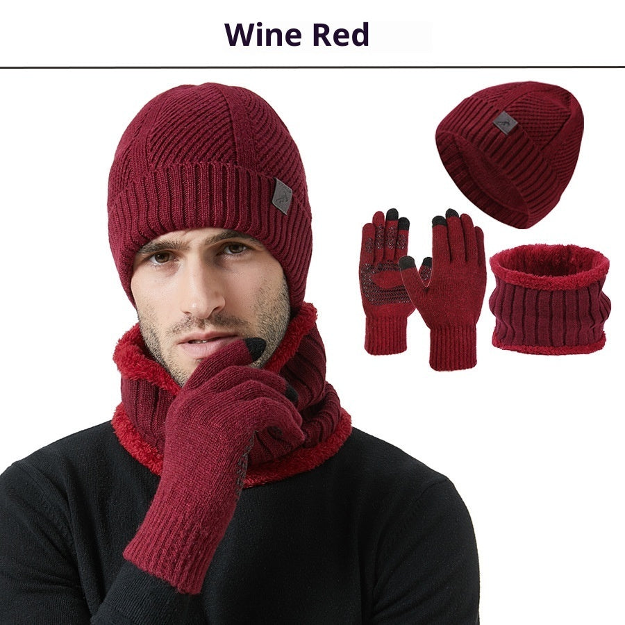 Men's Winter Set Hat Scarf Gloves Thick Warm Outdoor