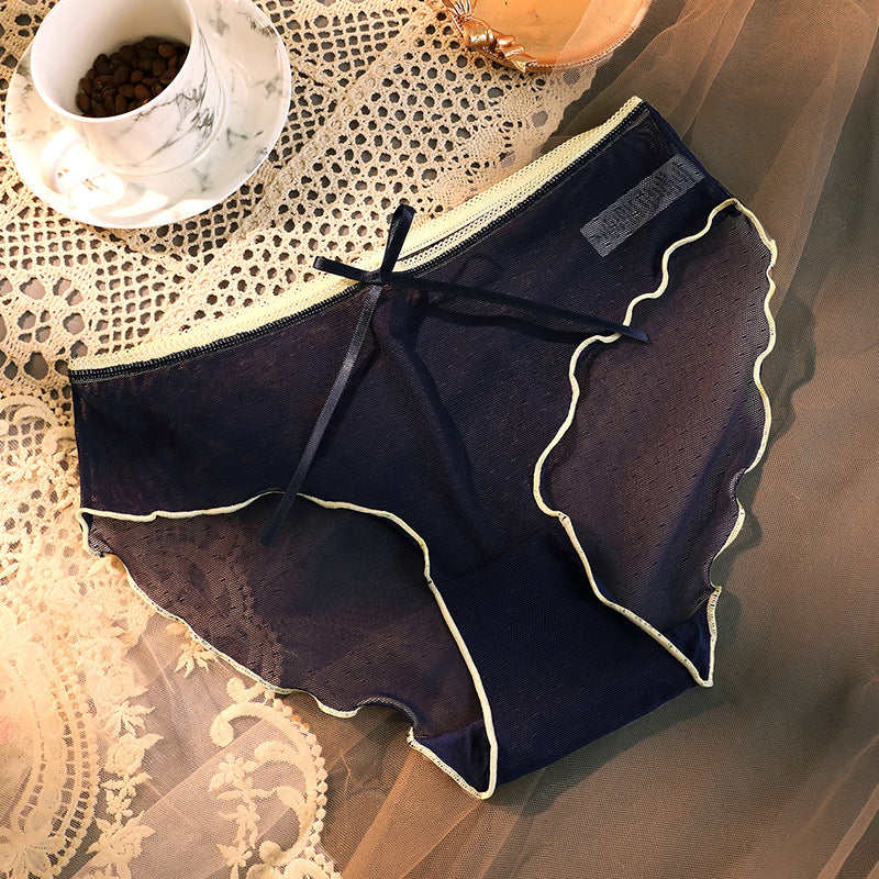 Women's Transparent Briefs with Lace & Bow – Elegant, playful & sexy