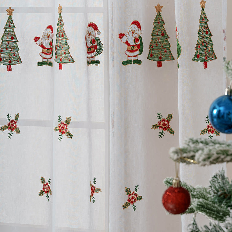 Christmas Curtain Embroidery | Festive Elegant Fir Tree