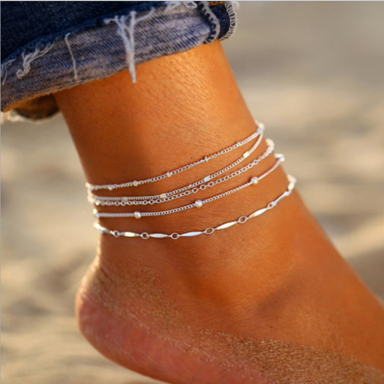 5-Piece Women's Anklet Set – Stylish, Simple & Versatile