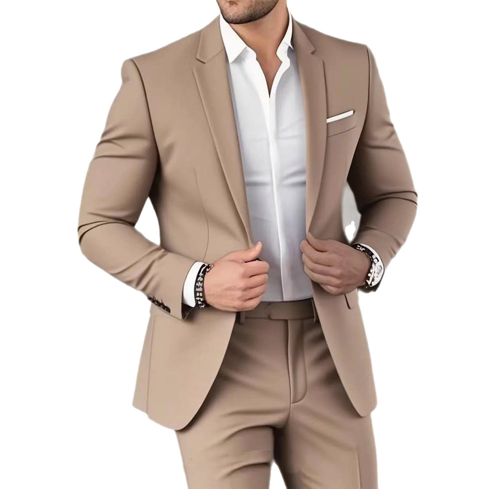 Men's Slim Fit Suit with Trousers – Elegant Formal Business Look