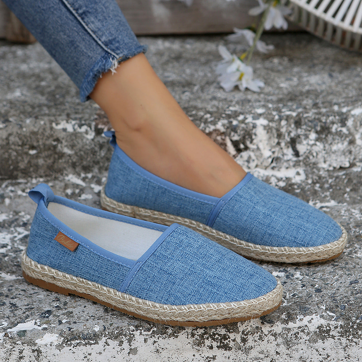Women's Espadrilles Comfortable | Fabric Slip-On Rope Sole Casual