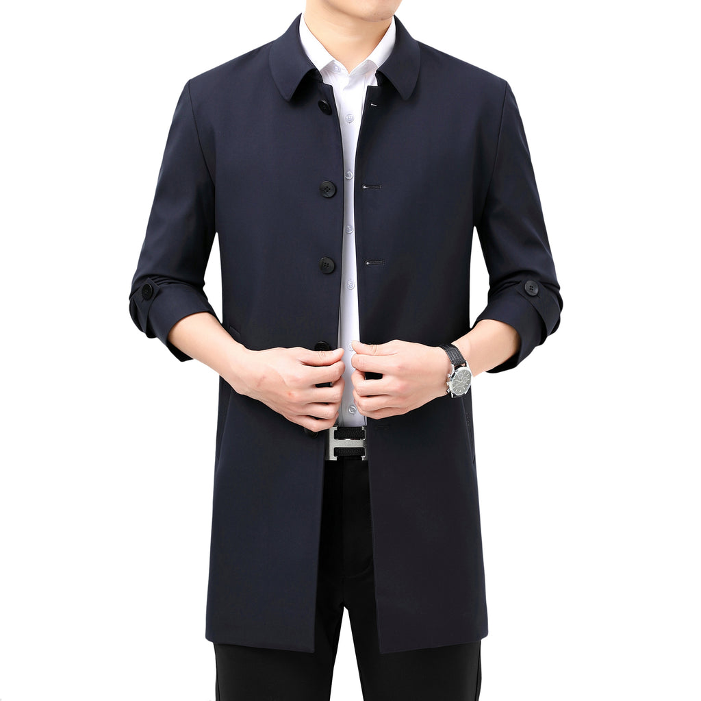 Men's Business Casual Trench Coat – Mid-Length Premium Coat