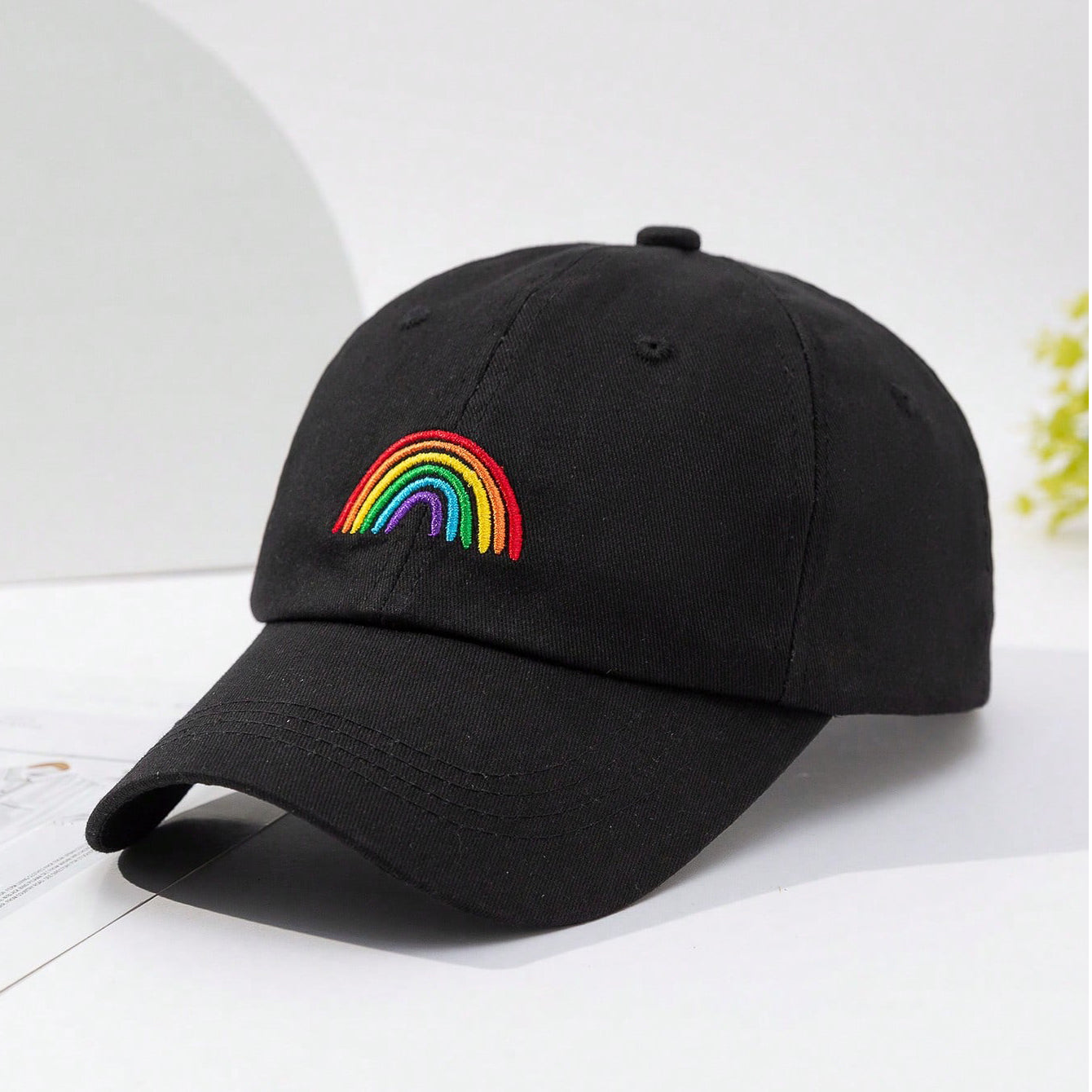 Women's Baseball Cap with Rainbow Embroidery - Sun Protection Cap