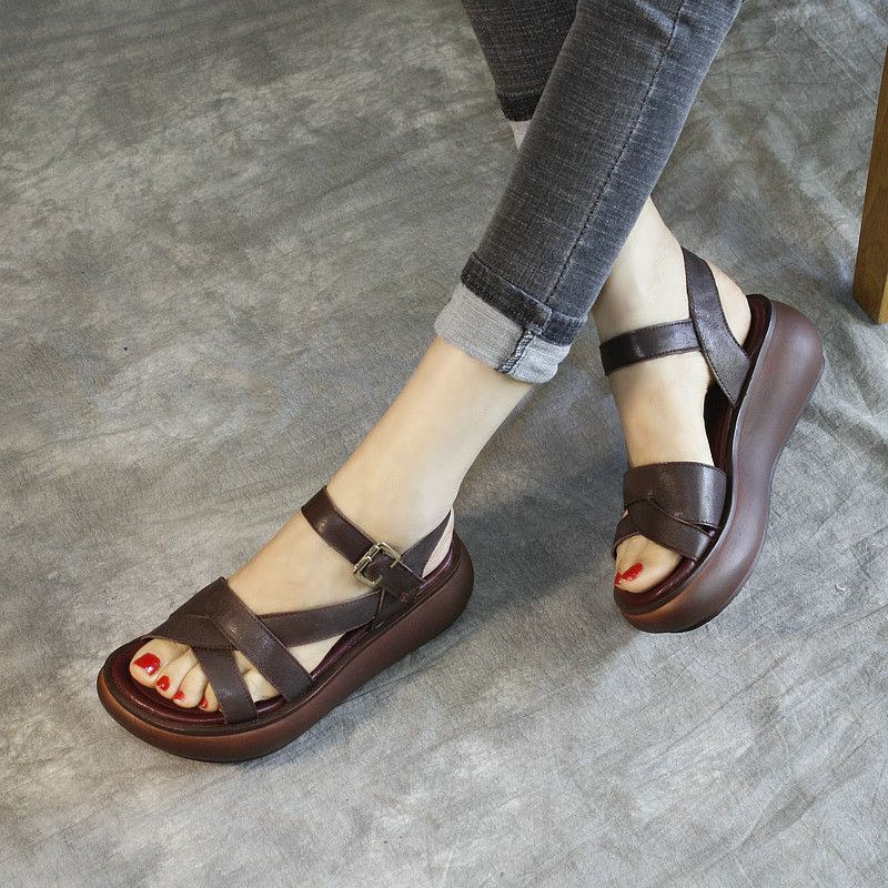 Women's Platform Sandals Leather Comfortable | Elegant Summer Shoes