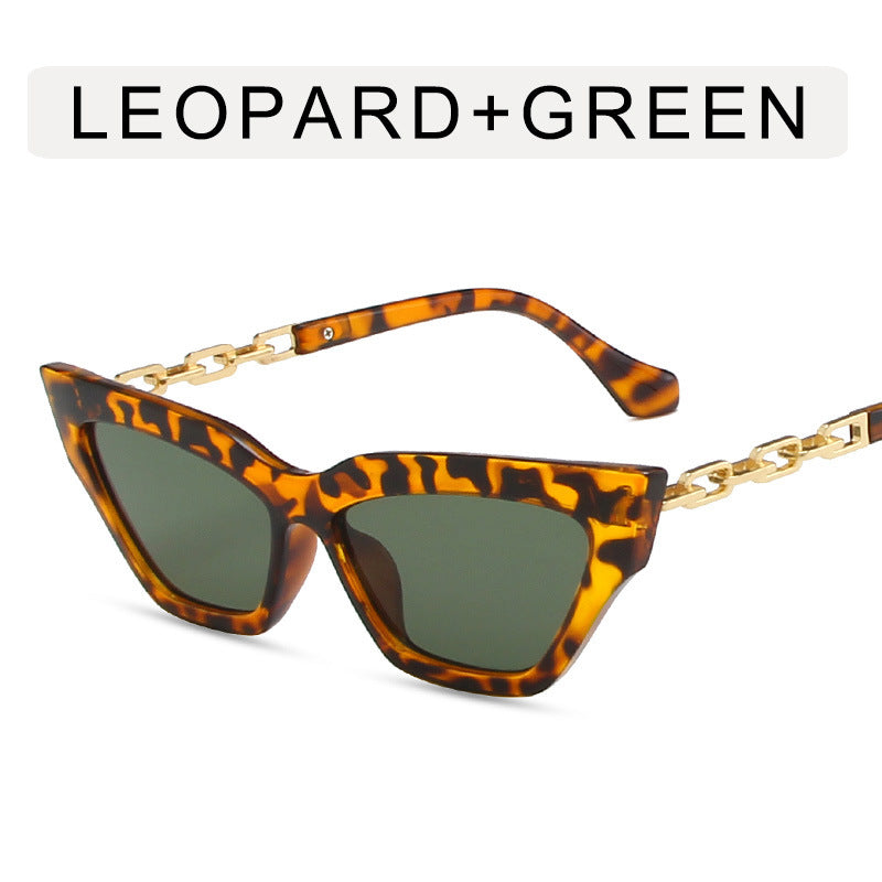 Damen Cat Eye Sonnenbrille mit Kette – Luxus Fashion Brille