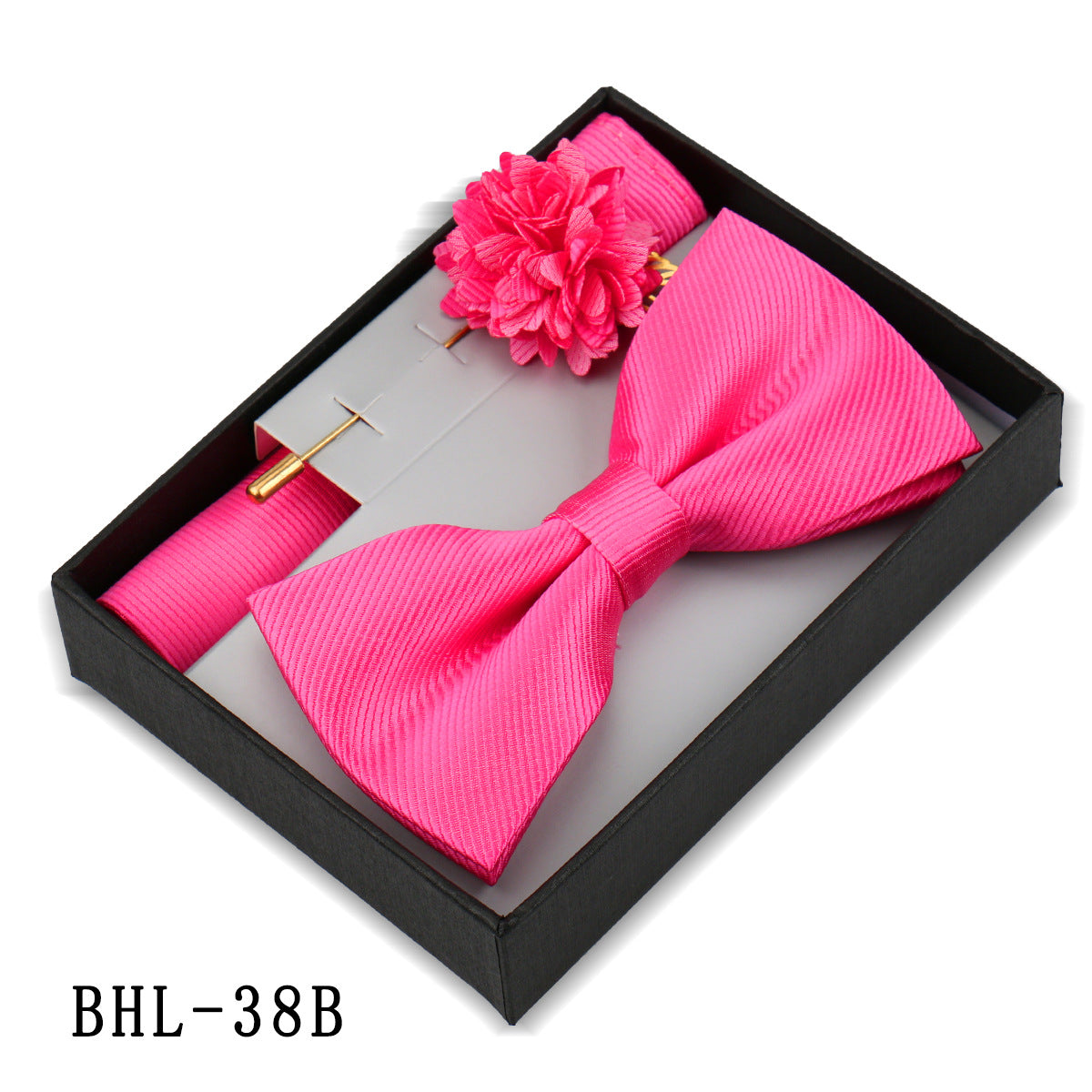 Men's Bow Tie Set Elegant Pocket Square Brooch Gift