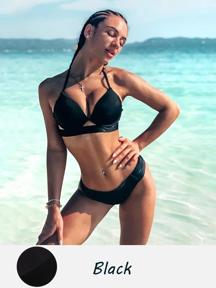 Women's Backless Bikini Set - Figure-Hugging Sexy Swimwear