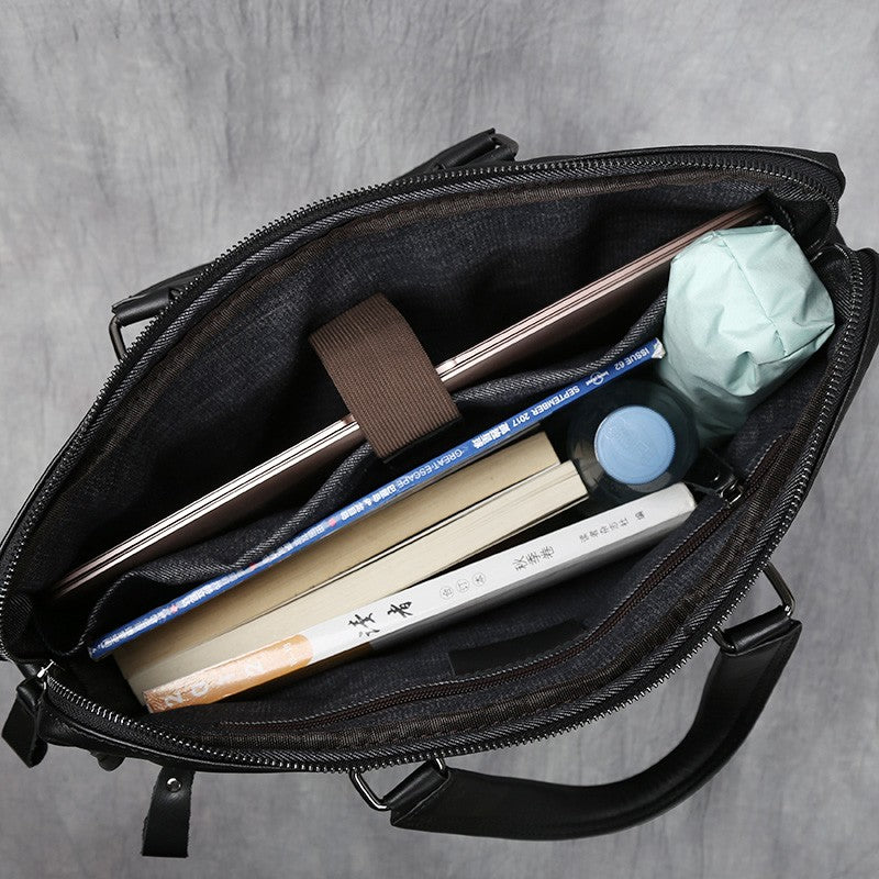Men's Leather Casual Briefcase – Portable Business Laptop Bag