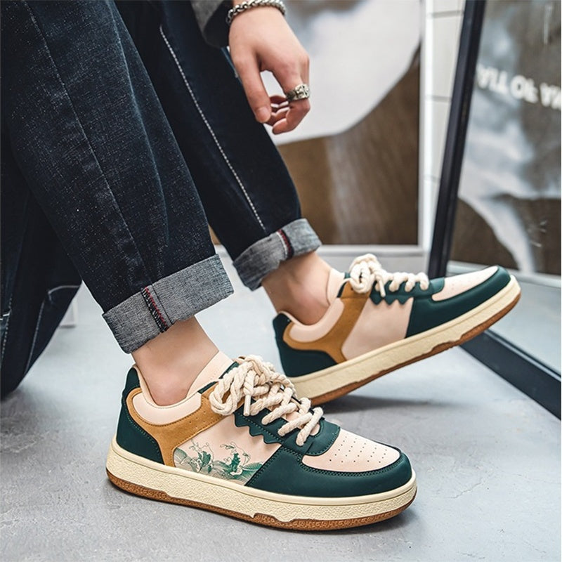 Herren Plateau Sneaker Schnürschuhe Weich Atmungsaktiv Freizeit