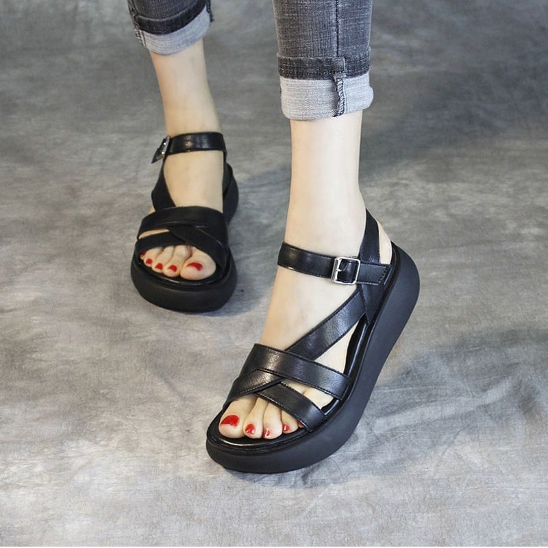 Women's Platform Sandals Leather Comfortable | Elegant Summer Shoes