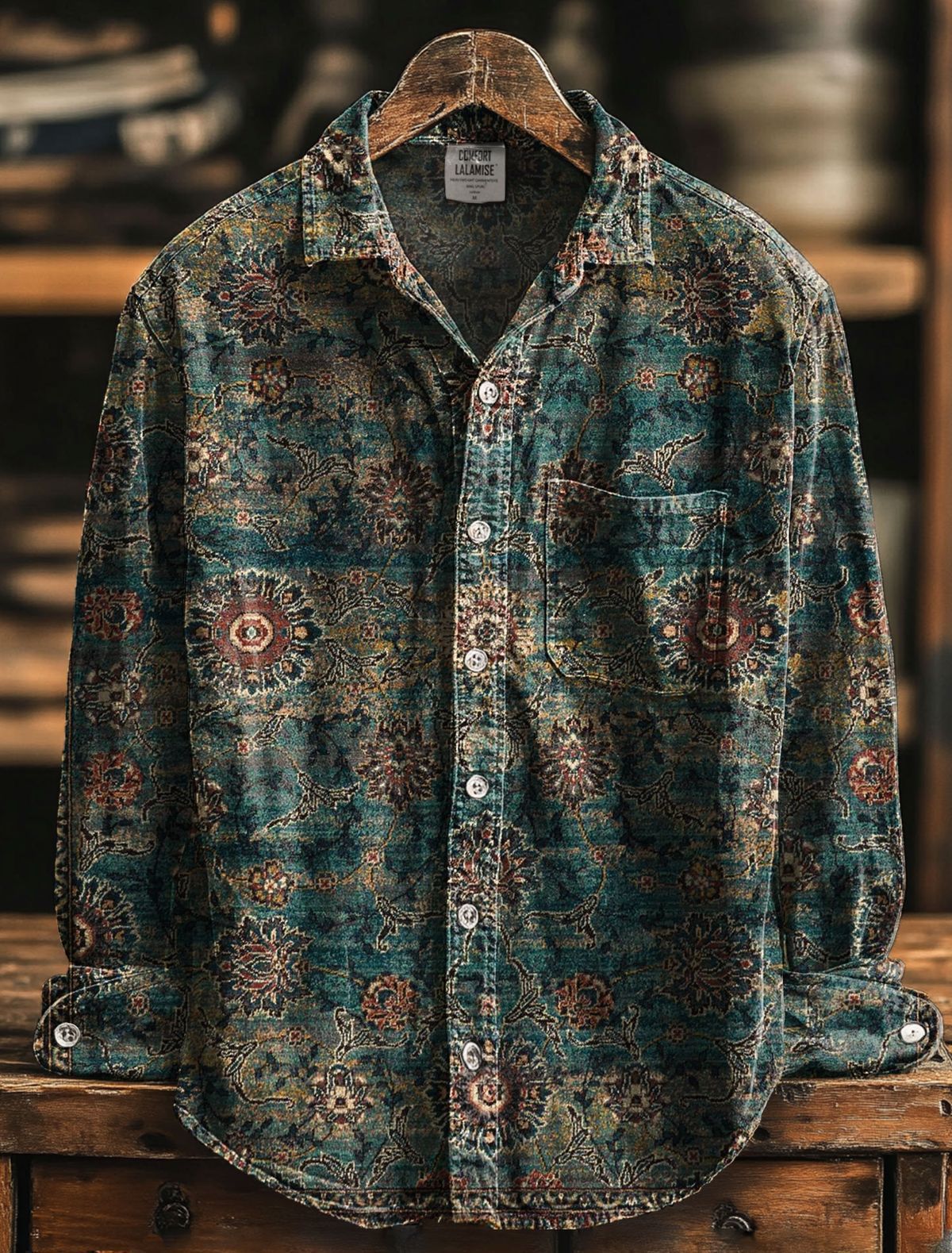 Men's Retro Shirt | Long Sleeve Floral Print Casual Look