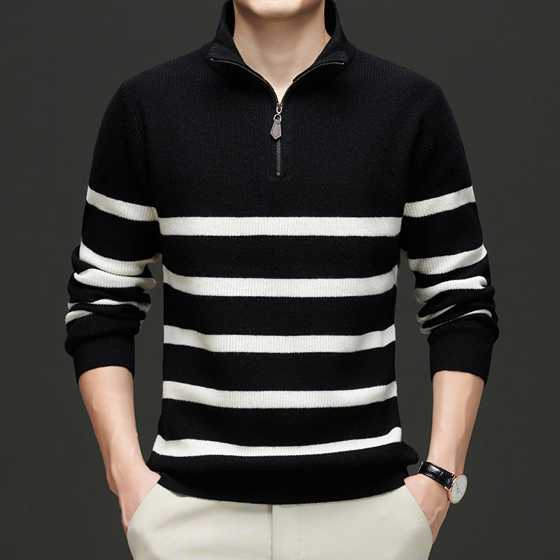 Men's Korean Style Pullover – Striped Trend Knit Sweater