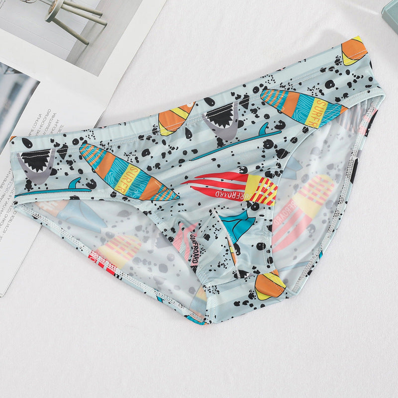 Herren Ice Silk Slips – Atmungsaktive Dünne Unterwäsche mit Print