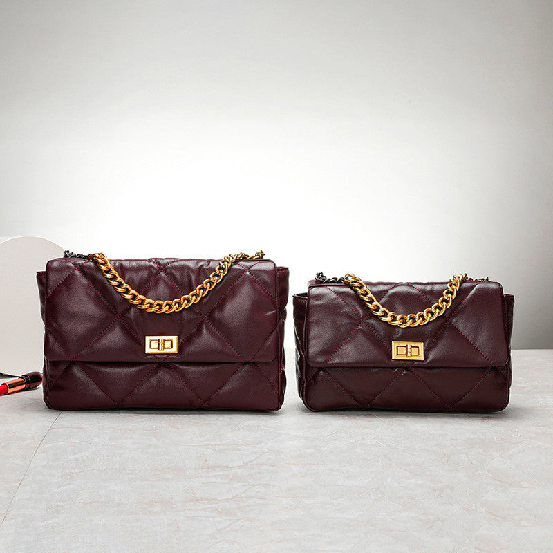 Lambskin Women's Bag Chain Shoulder Bag Rhombus Elegant