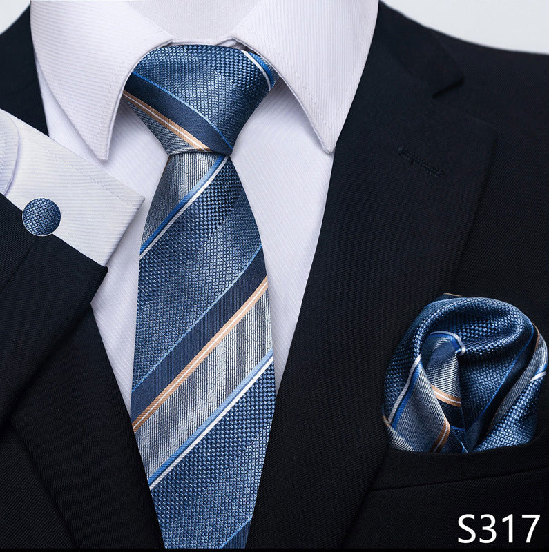 Men's Tie Set Business Scarf Cufflinks Elegant