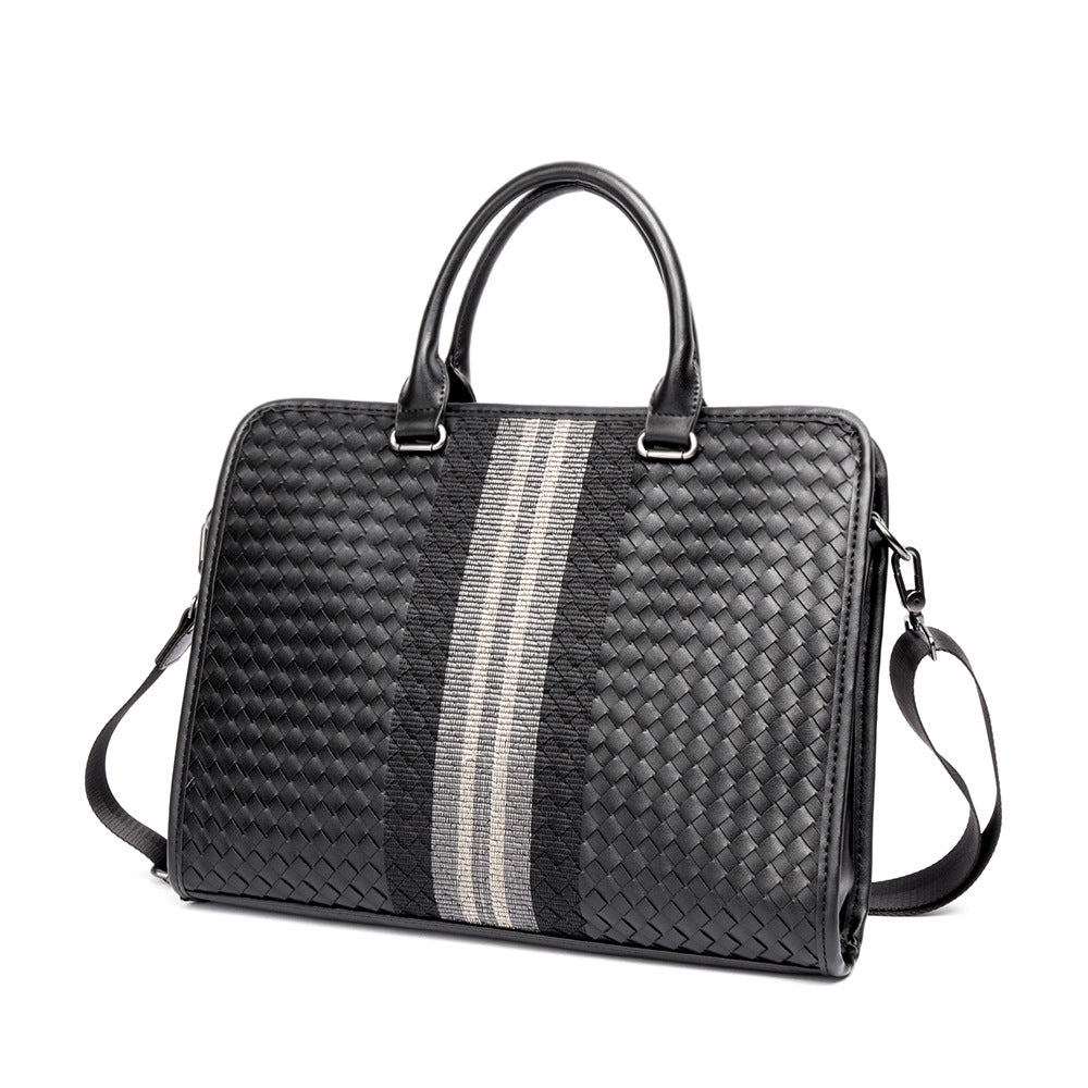 Men's Business Casual Shoulder Bag – Braided Laptop Briefcase