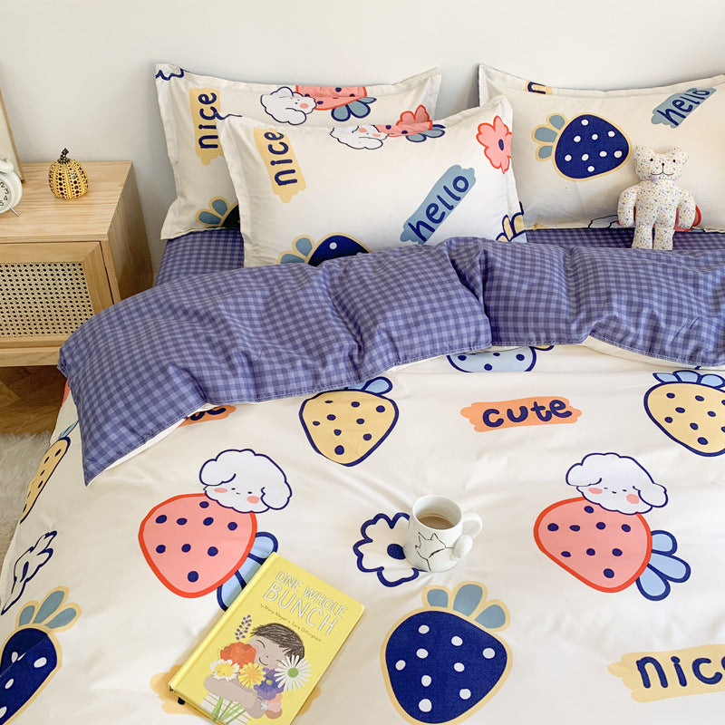 Cartoon bedding 4-piece | soft colorful skin-friendly durable