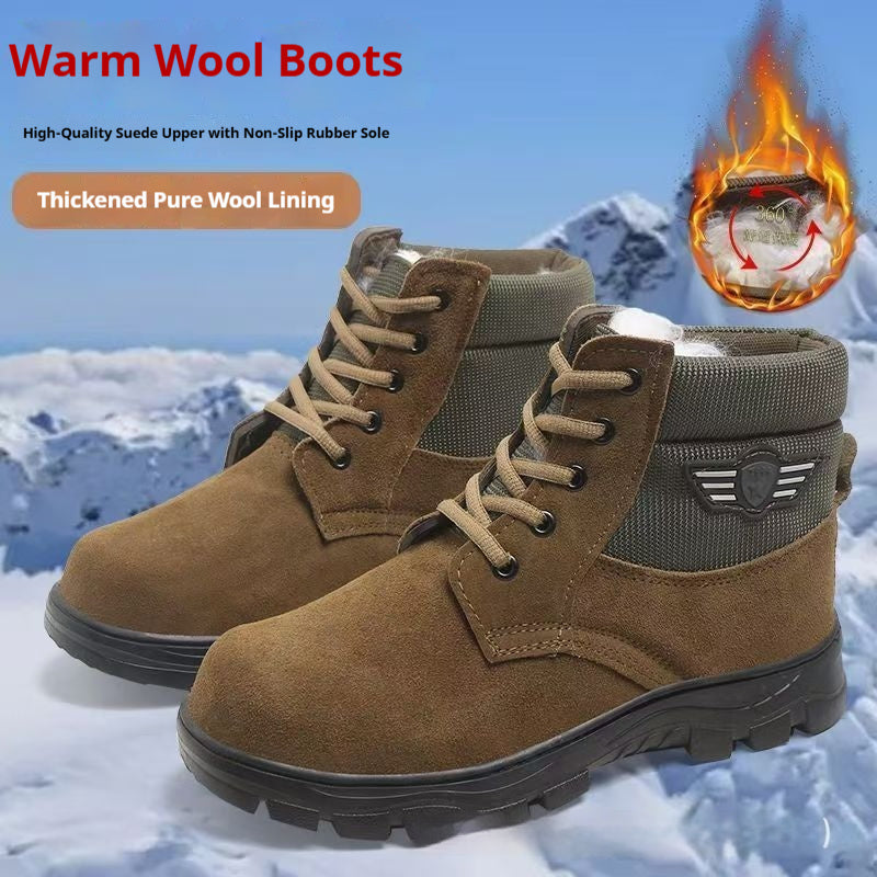 Men's Thermal Winter Boots with Lambskin Trim – Warm Cotton Boots