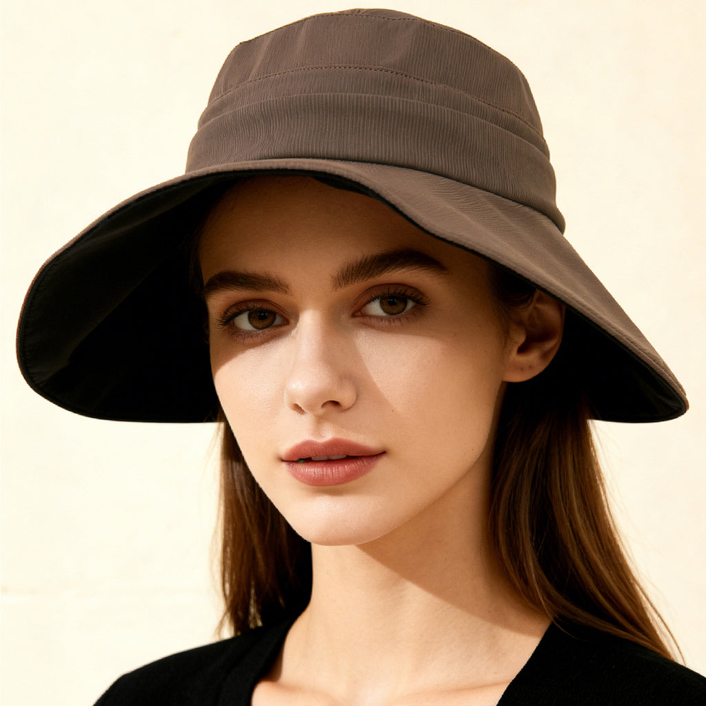 Damen Sonnenhut mit breiter Krempe – Minimalistischer Streifenhut