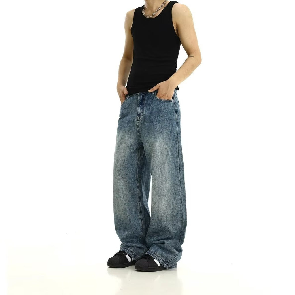 Men's Vintage Blue Jeans – Street Style Washed Denim Pants