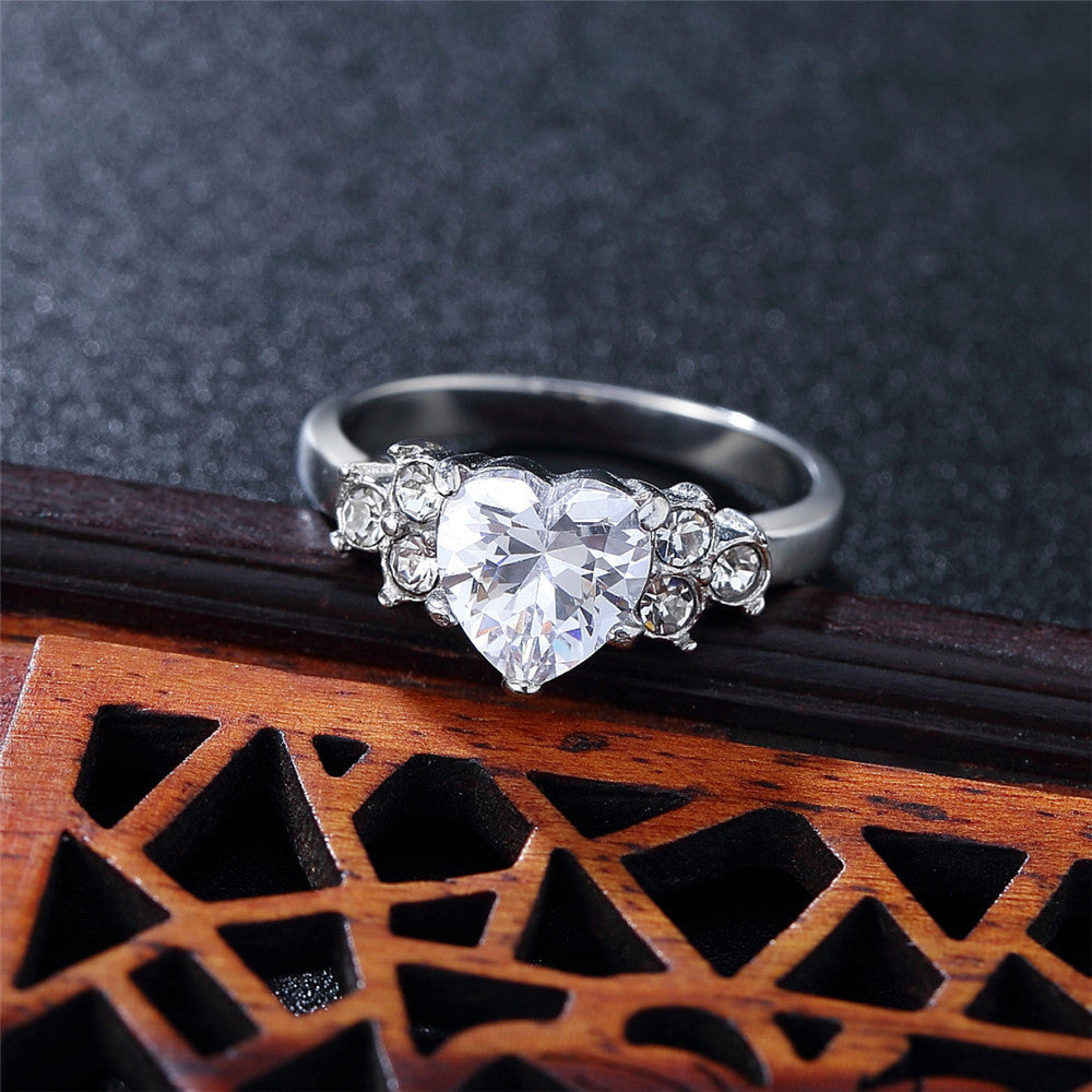 Eleganter Damen Hochzeitsring mit Zirkon – Titanstahl Diamantoptik Ring